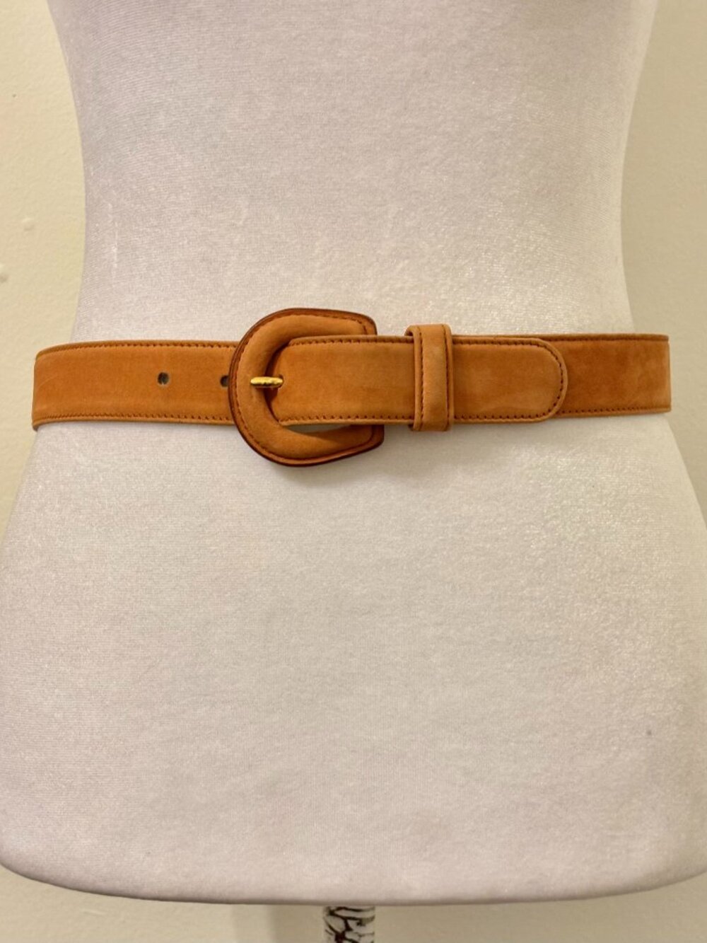 Saks Fifth Avenue Tan Genuine Suede Leather Belt Made in Italy Size S